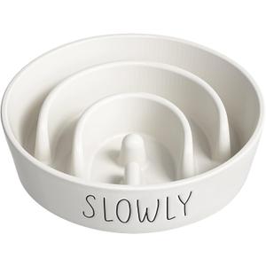 Ceramic Slow Feeder Dog Bowls Small Breed, 0.6 Cups Dog Food Dish for Fast Eaters, Puzzle Bowl for Small Dogs and Cats,White