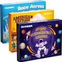QUOKKA 3X Set Learning Board Games for Kids 6-8 - Educational Trivia Cards Ages 8-12 - Travel United States - World Map - Explore Outer Space - Gift for Children and Teens 4-8 - Floor Puzzles