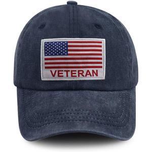 The Veteran Hat for Men Women, Funny Adjustable Cotton Embroidered Military Baseball Cap (One Size, Navy)