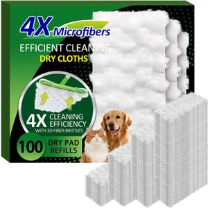 100 Dry Sweeping Cloths Compatible with Swiffer Sweeper Mop, Heavy Duty Dry Pads Refills, Cleaning Dust and Pet Hair, Disposable Pet Sweeper Mop Pads for All Purpose Multi Surface Floor Cleaning (100)