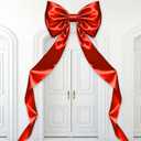 Extra Large Wedding Bow Decor 118 x 29 Inch Giant Satin Bows with Long Streamer Large Bow Themed Party Decoration for Arch Wall Christmas Bachelorette Birthday Bridal Shower Door Decoration(Red)