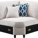 YOPTO 127\" L-Shaped Sectional Couch with Movable Ottoman & 6 Throw Pillows,7 Seat Chenille Upholstered Sofa W/2 Cup Holder,USB Port & Hidden Storage Box,DIY Combination,for Living Room,Apartment,Beige