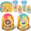 2 x FoldTier 175 Pcs Ice Cream Drip Baseball Birthday Party Decorations Set Ice Cream Paper Plates Napkins Fork Set Disposable Fairy Tableware Decorations Supplies for Baby Shower Dinner Serves 25