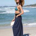 TARSE Womens Linen Harem Pants Loose Fit Boho Casual Trousers Wide Leg Lounge Pants with Pockets (Blue, M)