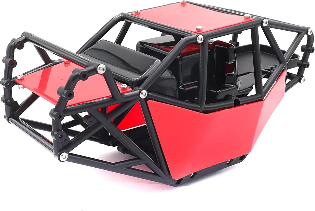 RC Roll Cage Rock Buggy Body Shell 1/10 Scale Nylon Rock Buggy Body Cage for Axial SCX10 SCX10 II, Durable RC Rock Crawler Upgrade(Red)