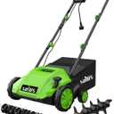 SOYUS Electric Dethatcher and Scarifier with 30L Collection Bag, 13-Inch 12 Amp 2-in-1 Corded Lawn Dethatcher with 4-Postion Depth Adjustment, Quick-Fold, Increases Lawn Health