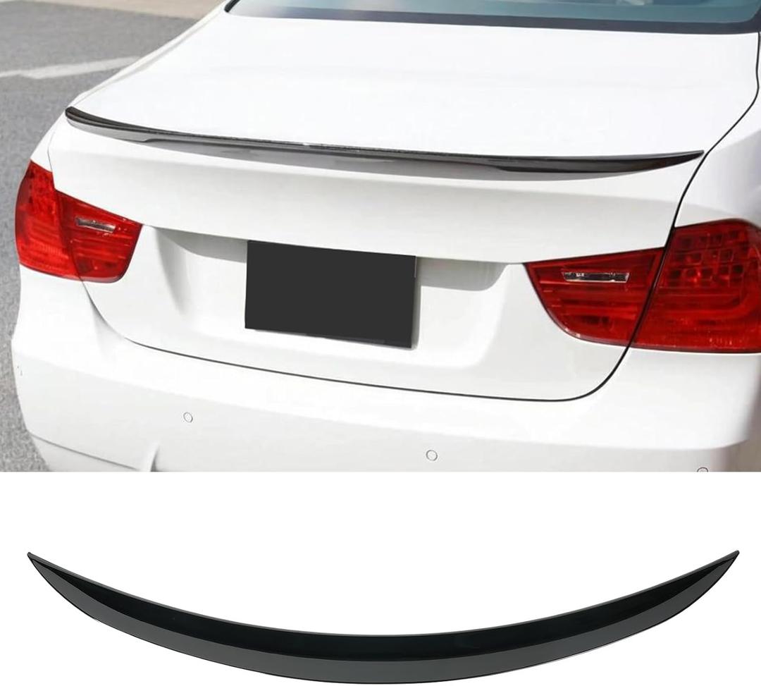 KHK E90 Rear Spoiler, Gloss Black Rear Trunk Spoiler Wings, ABS Material MP Style Rear Spoiler Wing Lid Fits for 2006-2011 BMW E90 3-Series 4 Door Sedan & 2008-2011 for BMW M3 Sedan