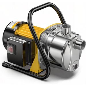 CrestWave Water Transfer Pump 1.6HP 1800GPH 110V Electric Portable Shallow Well Jet Pump Sprinkler Pump Irrigation Pump for Lawn Garden Irrigation Drainage with Iron Stand Handle Adapters