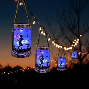 4 Pack Solar Fairy Lantern for Garden Decorations -Mothers Day Gifts for Mom Women Grandma Birthday Outdoor Ornaments Decorations Hanging Lamp Frosted Glass Jar with Stake for Yard Patio Lawn