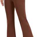 Urban CoCo Women's Flare Dress Pants with Pockets High Waist Slacks Pull On Work Casual Petite/Regular/Tall Pants (Brown, XL)