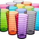 US Acrylic Splash [Set of 16] 18 ounce Plastic Stackable Water Tumblers in Jewel Tone Colors Value Set of Drinking Cups, Reusable, BPA-free, Made in the USA, Top-rack Dishwasher Safe