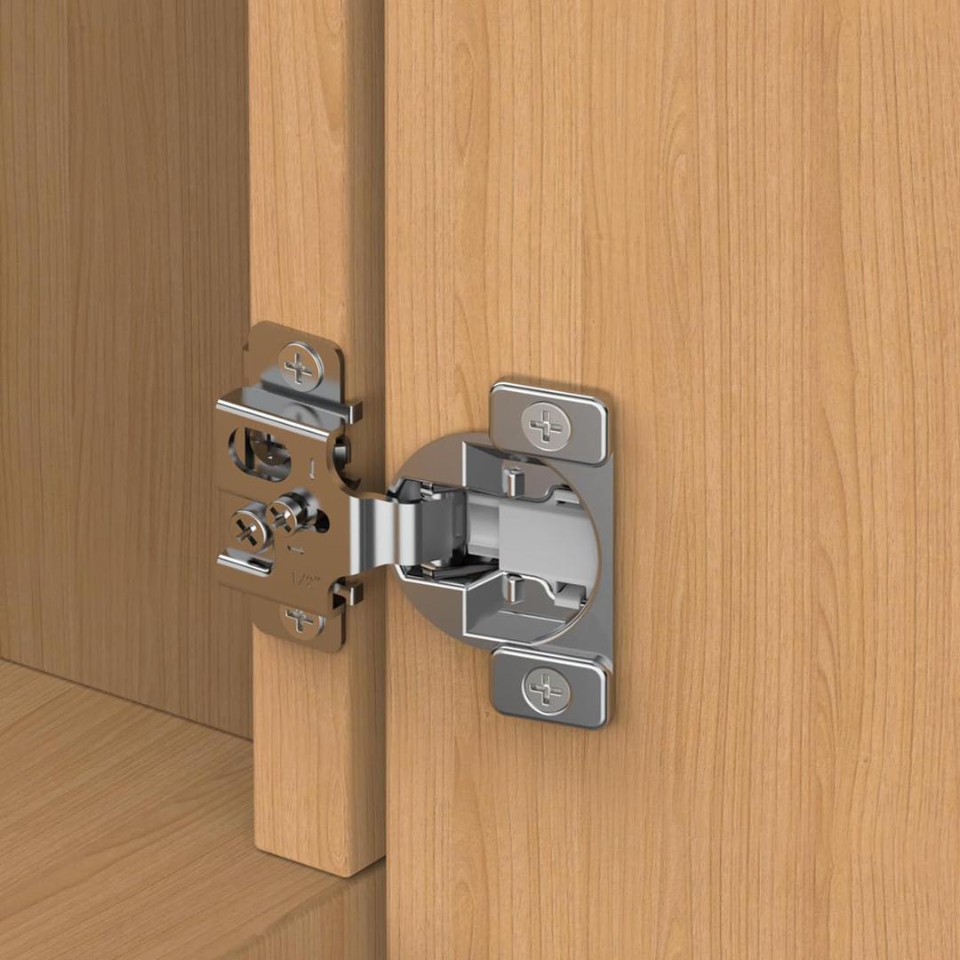 Chibery 20 Pack 1/2" Overlay 3D Soft Close Concealed Hinge, Face Frame Door, Small Angle Slow Close, Self Closing Hidden Satin Nickel, 105 Concealed Stainless Steel Hinges for Kitchen Cabinet Door
