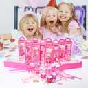 120 pieces of pink party gift pack, Goodie Box gift box contains heart-shaped glasses, straws, bubble sticks, tattoo stickers, bracelets, suitable for children and girls' birthday party decorations