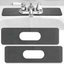 Tioncy 2 Pcs Faucet Mat Sink Splash Guard Oval-hole Oval Splash Pad for Kitchen Sink Oval Base Diatomite Faucet Mat for Bathroom Absorbent Mat Splatter Screens(Dark Gray)