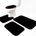 Madeals Memory Foam Bathroom Rugs Set 4 Piece with Toilet Lid Cover and Rug Set Combo, Bath Mat Sets 3 Piece and U-Shaped Toilet Floor Rug Back (Black)