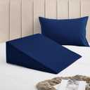 Horbaunal Navy Blue Bed Wedge Pillow Cover with Zipper Design, Wedge Pillowcase Protector with Side Pocket for Storage, 24" L x 24" W x 12" H (Pillow Not Include)