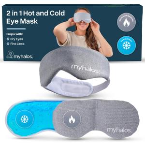 MyHalos 2-in-1 Hot & Cold Gel Eye Mask - Cooling Eye Mask for Puffiness, Fine Lines, Sinus Relief & Stye, Migraine, Puffy, Heated, Cold Ice Face Pack Compress Freezer
