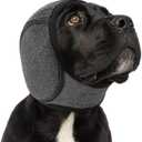 SUNFURA Dog Calming Hoodie - Anxiety Relief Quiet Ears for Dogs, Dog Ear Muffs Cover Noise Protection, No Shake Head Wraps Hematoma for Grooming, Force Drying, Bath, Grey L