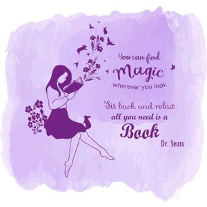 Children All You Need is A Book Happiness Quote Wall Decal Decoration Book Lover Silhouette Woman Happy Reading Flowers Butterfly Lasts Years and Easily Removable - Size: 40 in(W) x 36 in(H)