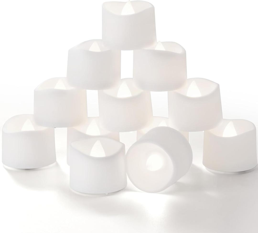 Homemory Timer Tea Lights Candles Battery Operated, 6H Timer Built-in, Auto On Daily, Flameless LED Tealight Votives for Table Centerpieces, Lantern, Holiday Decor, Cool White, No Remote, 12-Pack