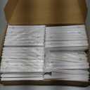 Yulejo 100 Packs White Wedding Fan Round Folding Paper Fans with Plastic Handle Pocket Decorative for Wedding Celebration DIY Birthday Party Favors