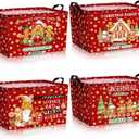 4 Pack Christmas Storage Bin Collapsible Large Christmas Gingerbread Man Storage Baskets for Gifts Canvas Laundry Basket Foldable Box with Handle for Office Home Bedroom Clothes Toys Decor