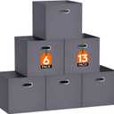 Lifewit 13 Inch Cube Storage Bins, Foldable Decorative Fabric Storage Baskets for Organizing Home Organizers with Metal Handles for Shelves, Closet, 36L Gray, 6 Packs