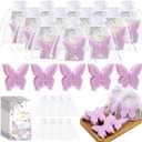 Dunzy 30 Set Butterfly Theme Baby Shower Favors for Guests Butterfly Soap Favors with Thanks You Cards Gender Reveal Baptism Party Valentine's Day Decorations Wedding Souvenirs (Purple)
