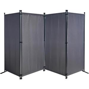 Paravent Divider Screen 165 x 220 cm Gray (4-Panel, Grey)