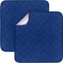 Waterproof Chair Pads for Incontinence 22" x 21", 2 Pack Non Slip Absorbent Wheelchair Reusable Seat Protector, Washable Seat Covers for Chairs, Navy