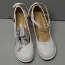 VenusCelia Women's X Strap Pump Heeled Shoe (9.5, White)