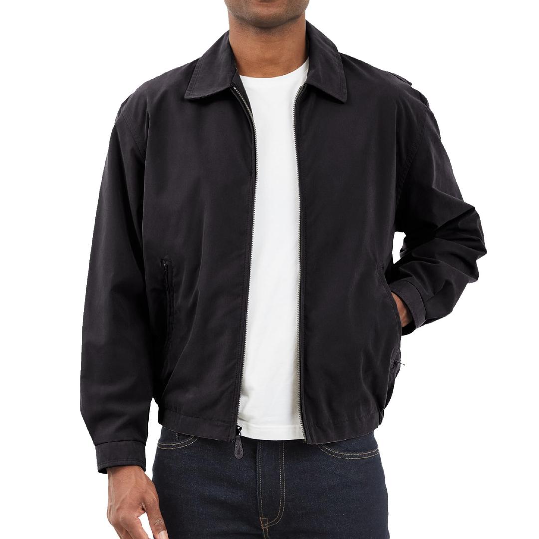 LONDON FOG mens Auburn Zipfront Golf (Regular & Bigtall Sizes) Cotton Lightweight Jacket, Black, Large Tall US