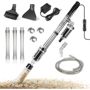 hygger Electric Aquarium Gravel Cleaner, 528GPH Fish Tank Vacuum, 5-in-1 Automatic Sand Washer Water Changer Cleaning Kit for Freshwater Saltwater, Adjustable Length Handle Tube,Hose, Clamp