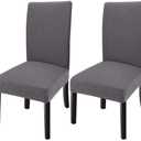 Dining Room Chair Covers Stretch Dining Chair Slipcover Parsons Kitchen Chair Covers Chair Cover for Dining Room Chair Furniture Protector Covers Removable Washable (Gray, 2)