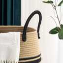 Jute Rope Laundry Hamper by YOUDENOVA, 105L - Woven Collapsible Laundry Basket - Clothes Storage Basket for Blankets organizing, Bedroom Storage, Clothes Hamper Brown & Black