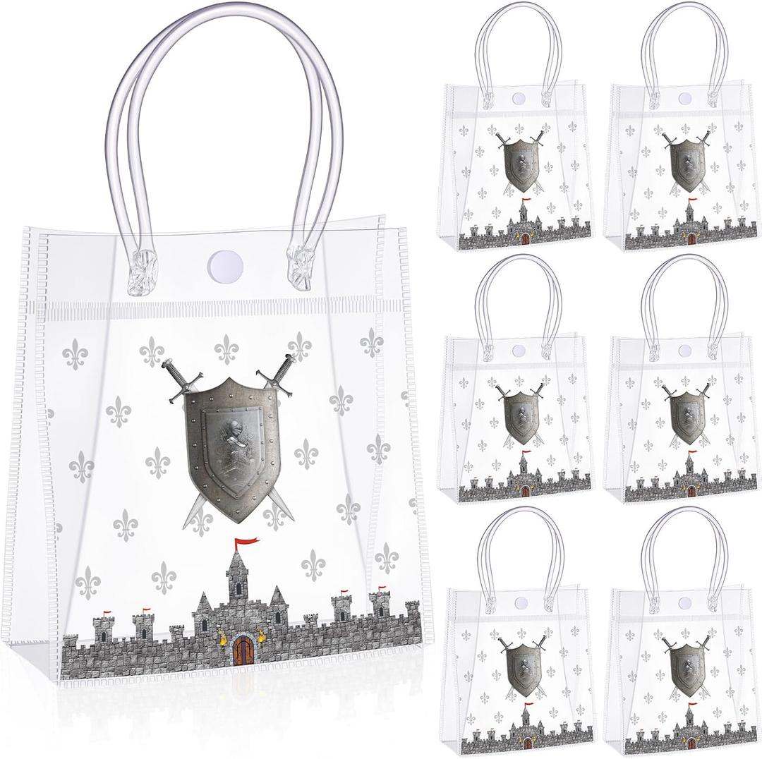 Sunnymove 24 Pcs Knight Transparent PVC Bag Medieval Theme Party Decorations Castle Favor Boxes for Gifts Birthday Parties, Medieval Theme Birthday Supplies Decoration