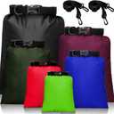 Shappy Waterproof Dry Bag Set 15 L+ 8 L +5 L+4 L+3 2 Lightweight Sacks and Long Adjustable Shoulder Strap for Kayaking, Rafting, Boating, Hiking, Camping (Dark Colors, 6 Pcs)