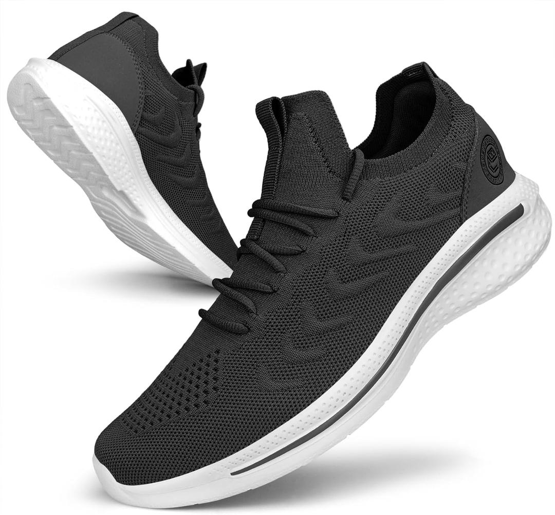 Pujcs Mens Walking Shoes Non Slip Running Shoes Breathable Slip on Sneakers Lightwight Gym Tennis Shoes for Men (10.5, Grey)