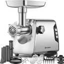 AAOBOSI #12 Meat Grinder, [3000W] 3 Speed Meat Grinder Heavy Duty: Built-in Storage Box, 2 Blades,4 Plates,3 Sausage Stuffers,Kibbe Kit,Meat Claw & Burger Press, for Home & Kitchen Use (Stainless Steel)
