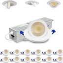 Adetu 2 Inch 5CCT Gimbal Led Recessed Lighting with Junction Box, 360°+90° Adjustable Recessed Can Lights, 2700K/ 3000K/ 3500K/ 4000K/ 5000K Selectable, 5W Eqv 50W, 550LM Brightness - ETL (White, 12 Pack)