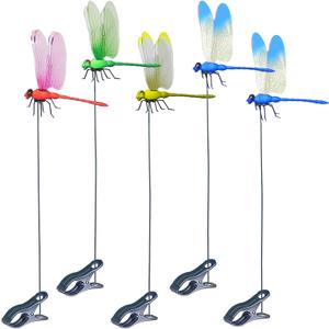 Colorful Dragonfly Clip Set, 5 Fake Dragon Flies, 4 Multicolor Dragonfly Clips, Decorative Dragon Fly Clip for Garden and Outdoor use