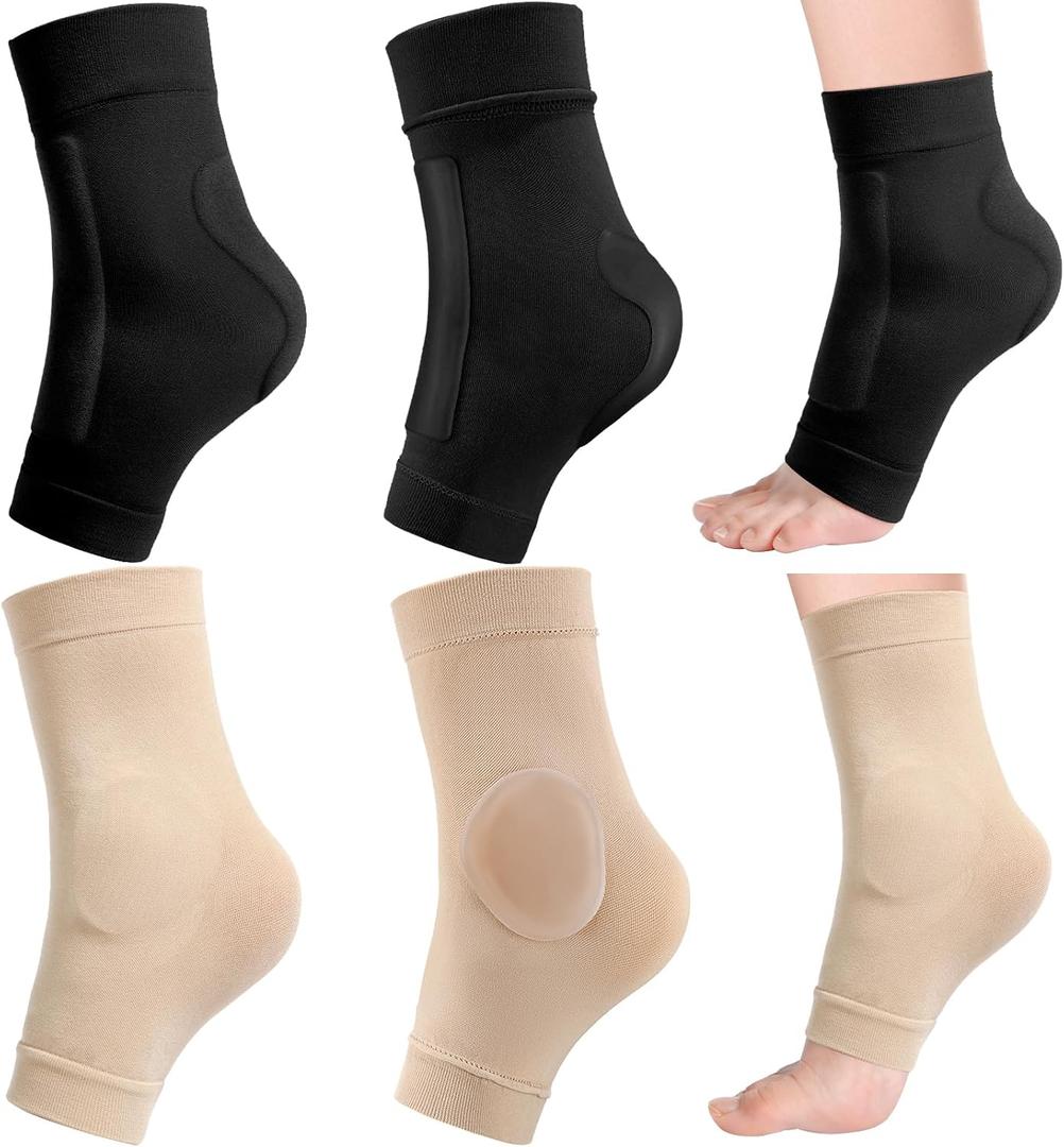 Geyoga 2 Pairs Ice Skating Socks for Women Figure Skating Protect Tendon Heel Ankle Padded Guards Sleeve Pad Ski Splints(Mixing Color)