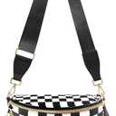 URSKYTOUS Checkered Crossbody Bags for Women Nylon Bum Bag Spacious Trendy Fanny Pack Large Sling Bags with Adjustable Strap (Gm Checkered Black White)