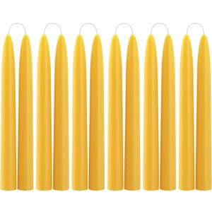 12 Pack 100% Pure Natural Beeswax Taper Candles, 8 Hours Long Burning Emergency Beeswax Candles Sticks, 8 inch Organic Bees Wax for Home, Prayer, Christmas, Party | Unscented, Smokeless, Dripless (Yellow)