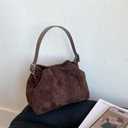 Women Vintage Suede Handbag Small Tote Bag Drawstring Bucket Bag Faux Suede Crossbody Bag Everyday Shoulder Bag Winter Purse
