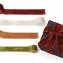 Canlierr 4 Roll Valentine's Day Silk Velvet Ribbon for Gift Wrapping Fringe Fabric Frayed Velvet Ribbon Raw Edge for Valentine Day Party Wedding Decor Bouquet Basket Hair (Elegant Color,2 in X 8 yd)