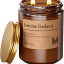 M&SENSE Jasmine Garland Scented Large Candle, 19.4oz Aromatherapy Candle for Home Fragrance, Natural Organic Soy Wax Long-Lasting for Stress Relief, Yoga, Gifting for Birthday, Housewarming