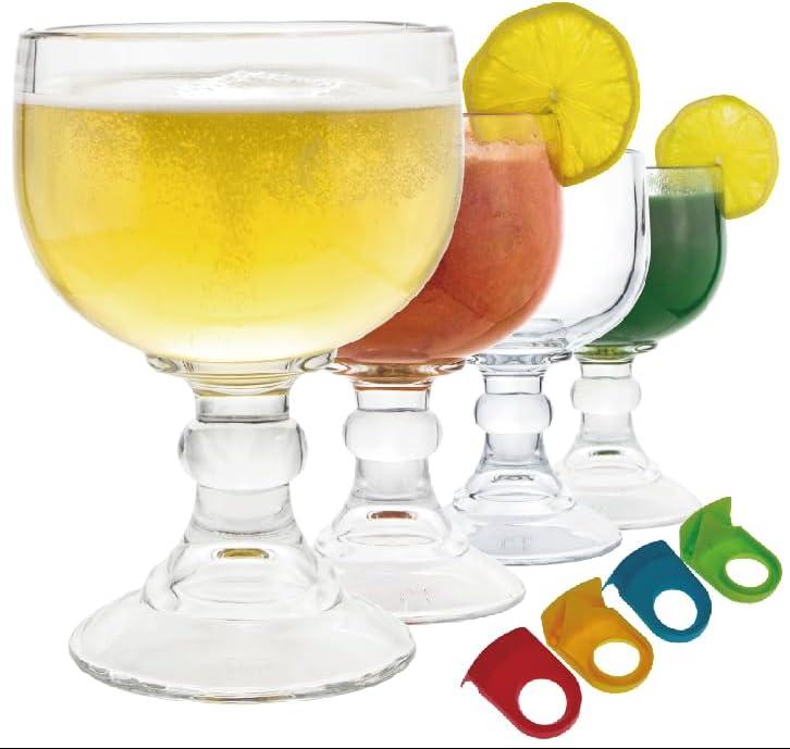 Chefcaptain Margarita Glass Schooner - Set Of 4 JUMBO SIZE 26.5OZ XL Goblet Crystal Style ZERO LEAD Shrimp Cocktail, Coronaritas, Margaritas 4 PACK (XL 26.5 OZ)