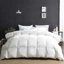 APSMILE Oversized King Luxury Organic Cotton All Season Down Feather Fibers Comforter, High FillPower Medium Warmth Duvet Insert (120x98, Ivory White)