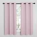 NICETOWN Blackout Curtain Panels for Girls Room, Nursery Essential Thermal Insulated Solid Grommet Top Blackout Drapes (Baby Pink=Lavender Pink, 1 Pair, 34 x 63 Inch)